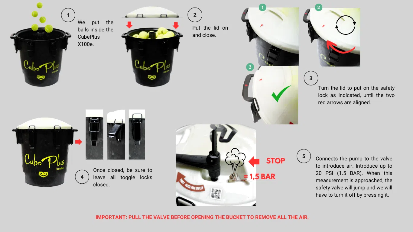 29 PSI X100e padel ball pressurizer